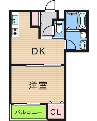 SUN生A号棟(1DK/2階)の間取り写真