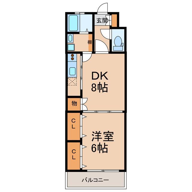 EVIDENCELEO(1LDK/2階)の間取り写真