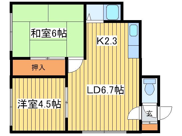 ライフ25(2LDK/1階)の間取り写真
