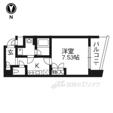 HF烏丸鞍馬口レジデンス(1K/2階)の間取り写真