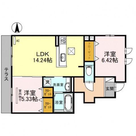 ルソ・ラフィネ(2LDK/1階)の間取り写真