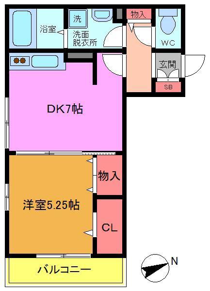 コスモスブラン(1DK/2階)の間取り写真