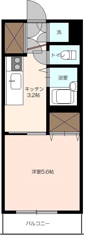 オークサンガ(1K/1階)の間取り写真