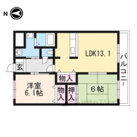 アルマ館Ⅲ(2LDK/1階)の間取り写真