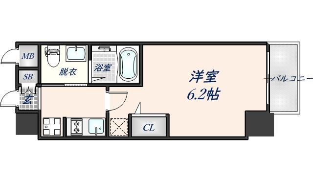 エステムコート難波IVアトリ(1K/9階)の間取り写真