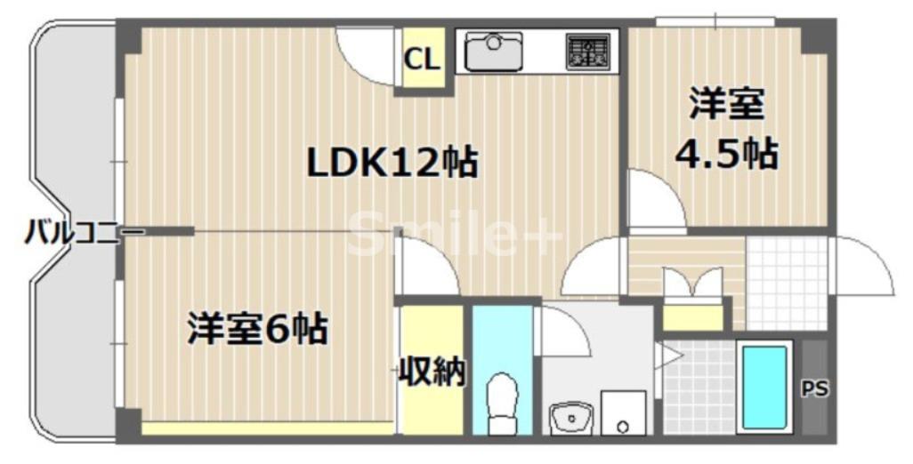 中仙道レジデンス(2LDK/6階)の間取り写真