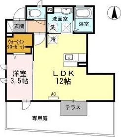 Kメゾン(1LDK/1階)の間取り写真