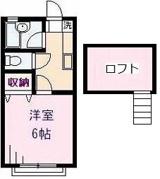 フラワーハウス3(1K/2階)の間取り写真