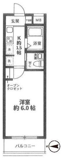 ファイブヒルズ(1K/2階)の間取り写真