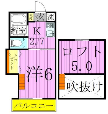 イーストハイツ(1K/2階)の間取り写真