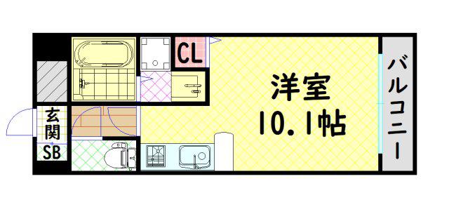 アスリート本町西(ワンルーム/6階)の間取り写真