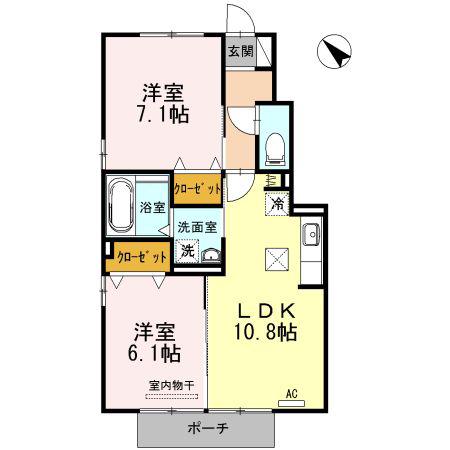 D-SQUARE(2LDK/1階)の間取り写真
