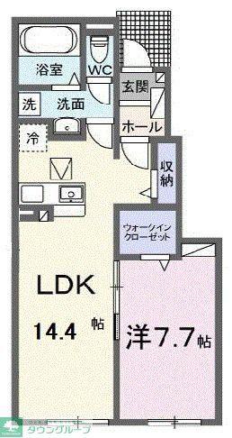 カファーラ・N(1LDK/1階)の間取り写真