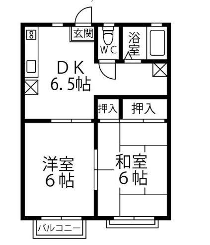 エクセレントメゾン(2DK/1階)の間取り写真