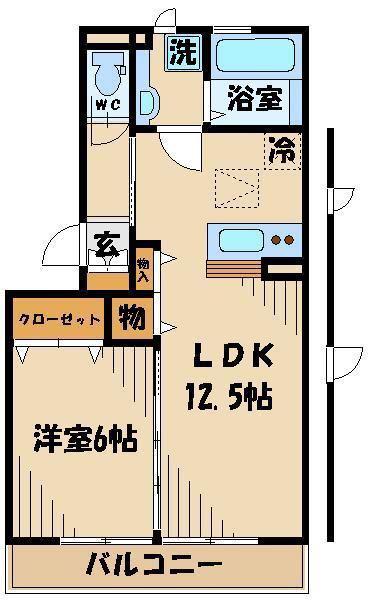 ブリージン B棟(1LDK/3階)の間取り写真