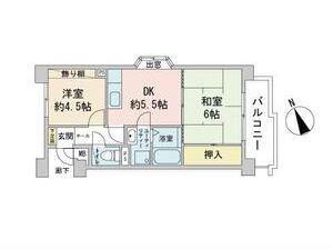 サニーヒルズ3番館(2DK/4階)の間取り写真