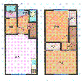 コーポ五和A(2LDK/1階)の間取り写真