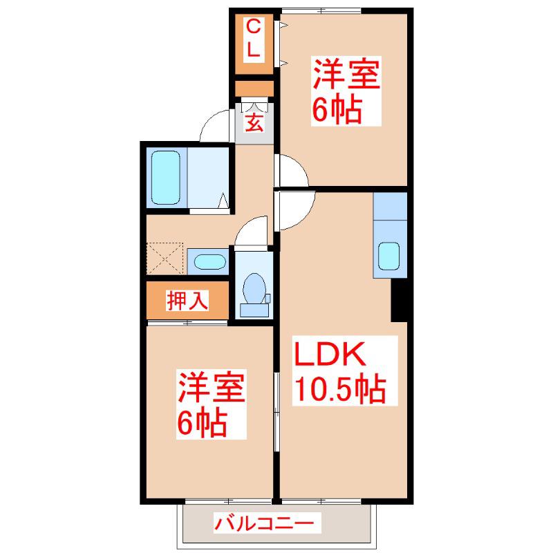 エスポワール I(2LDK/1階)の間取り写真