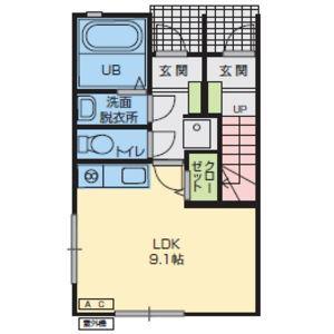 エストポミエ A棟(ワンルーム/1階)の間取り写真
