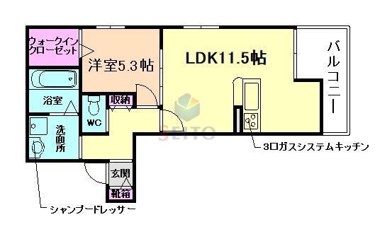 GRAND・CRU中桜塚NOUTH(1LDK/1階)の間取り写真