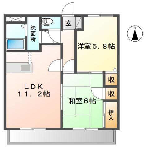 メゾンエスポワール(2LDK/1階)の間取り写真