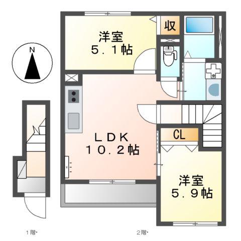 エバーラストエデン(2LDK/2階)の間取り写真
