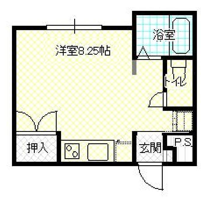 ふじハイツ六日町(ワンルーム/2階)の間取り写真