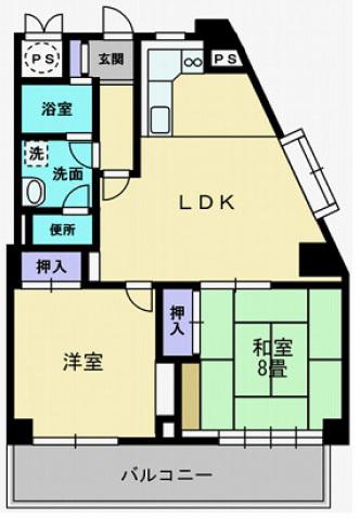 第33ビル(2LDK/5階)の間取り写真