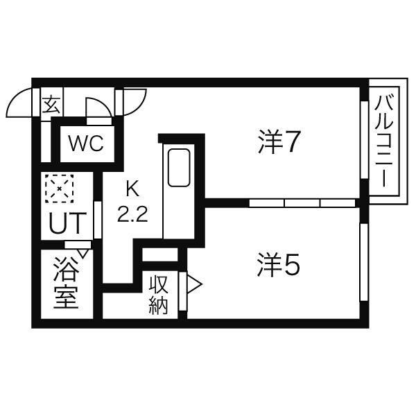 シャルマン東区役所前(1DK/3階)の間取り写真