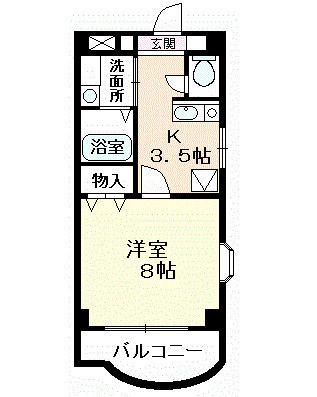 T・Rトリビュート(1K/6階)の間取り写真
