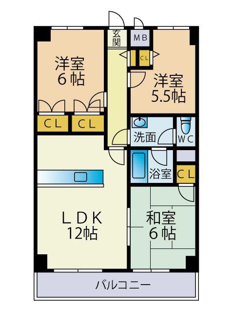 パークヒルズ老司(3LDK/4階)の間取り写真