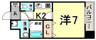 プレサンス三宮花時計前(1K/3階)の間取り写真