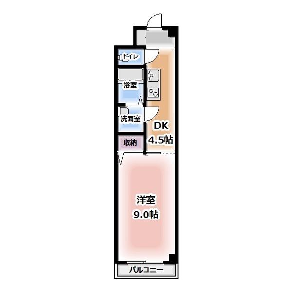 グリーンコートK(1K/2階)の間取り写真