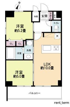 エス・キュート京町堀サウス(2LDK/14階)の間取り写真