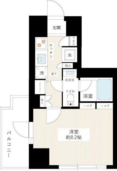 スカイコート江東住吉(1K/9階)の間取り写真