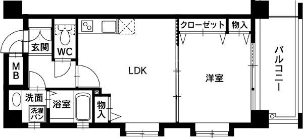 クリスタル姪浜(1LDK/2階)の間取り写真
