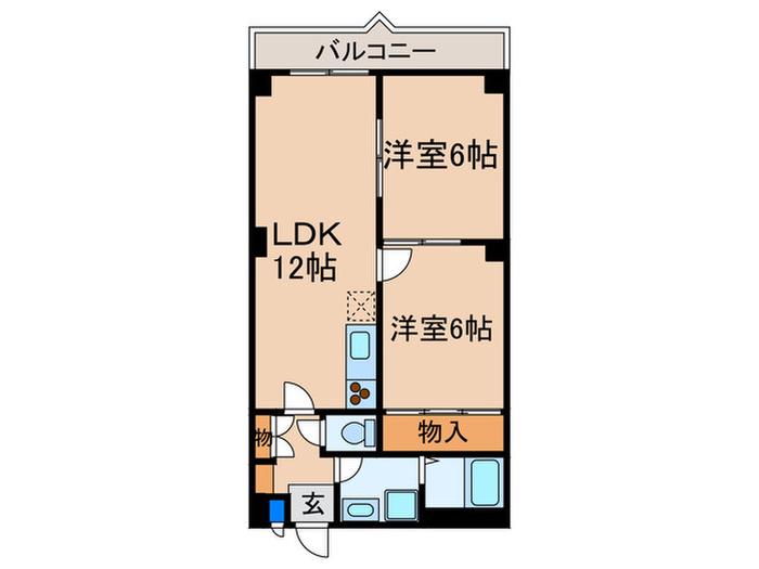 インペリアルパレス・リバーサイド(2LDK/1階)の間取り写真
