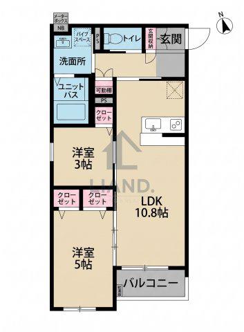 ROBOT HOME 箱崎宮前II(2LDK/3階)の間取り写真