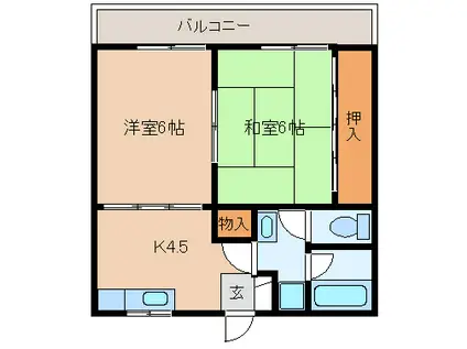 TKコーポ村田(2K/1階)の間取り写真