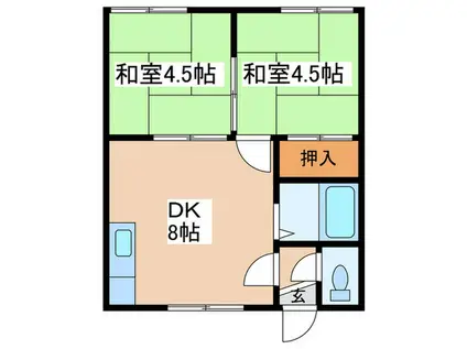 ウルトラマンション(2DK/2階)の間取り写真