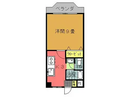 メルベーユ志真志(1K/4階)の間取り写真