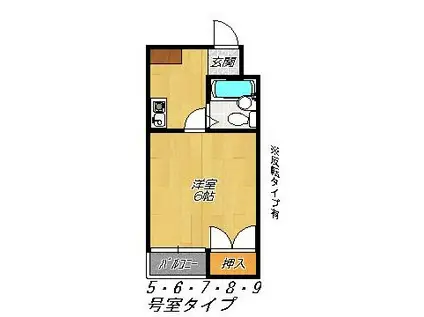 シャルマン中垣内(1K/1階)の間取り写真