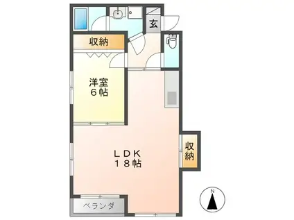 第2カーサENSHO(1LDK/3階)の間取り写真