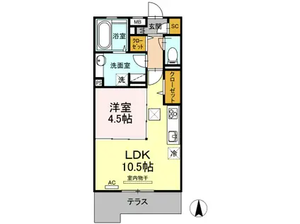 D-ROOMセレーノ(1LDK/1階)の間取り写真