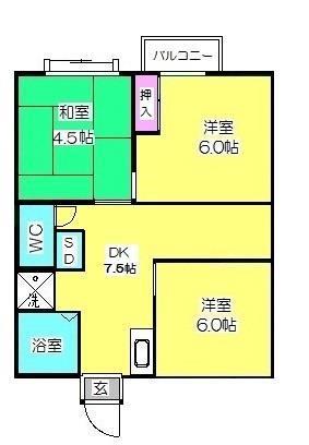 カーサグレース(3DK/1階)の間取り写真