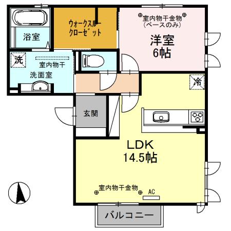 ソレイユMSII(1LDK/3階)の間取り写真