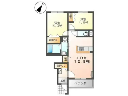 ウイングコート 中原(2LDK/1階)の間取り写真