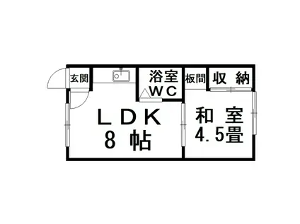 スカイハイツ(1LDK/1階)の間取り写真