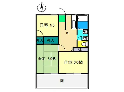 羽方ハイツI(3DK/1階)の間取り写真