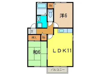 ピ-チ宝塚(2LDK/1階)の間取り写真